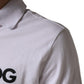 White Logo Embroidered Cotton Polo T-shirt