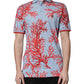LightBlue Coral Cotton Collared Polo  T-shirt