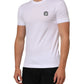White Logo Patch Cotton Crew Neck T-shirt