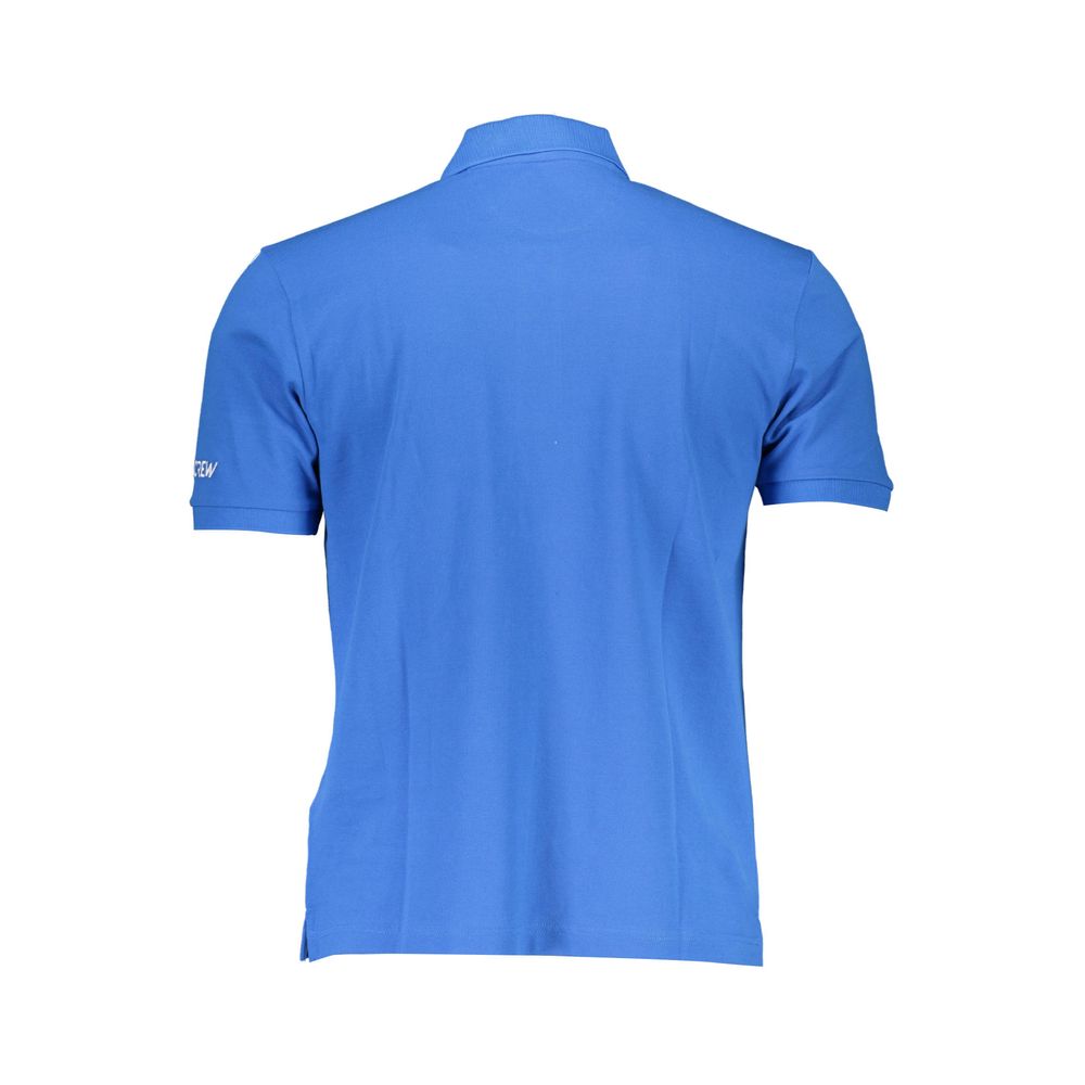 Blue Cotton Men Polo Shirt