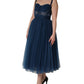 Blue Tulle Midi A-line Sleeveless Dress
