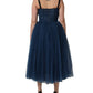Blue Tulle Midi A-line Sleeveless Dress