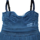 Blue Tulle Midi A-line Sleeveless Dress