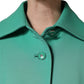 Green Buttoned Down Belt Trench Coat Jacket