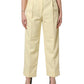 Yellow High Waisted Straight Pleated Trouser Pants