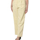 Yellow High Waisted Straight Pleated Trouser Pants