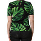 Black Philodendron Print Silk Blouse Top