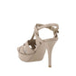Beige Calf Leather Bos Taurus Stiletto Heel Sandals