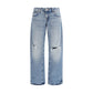 Blue Cotton Straight-Leg Jeans