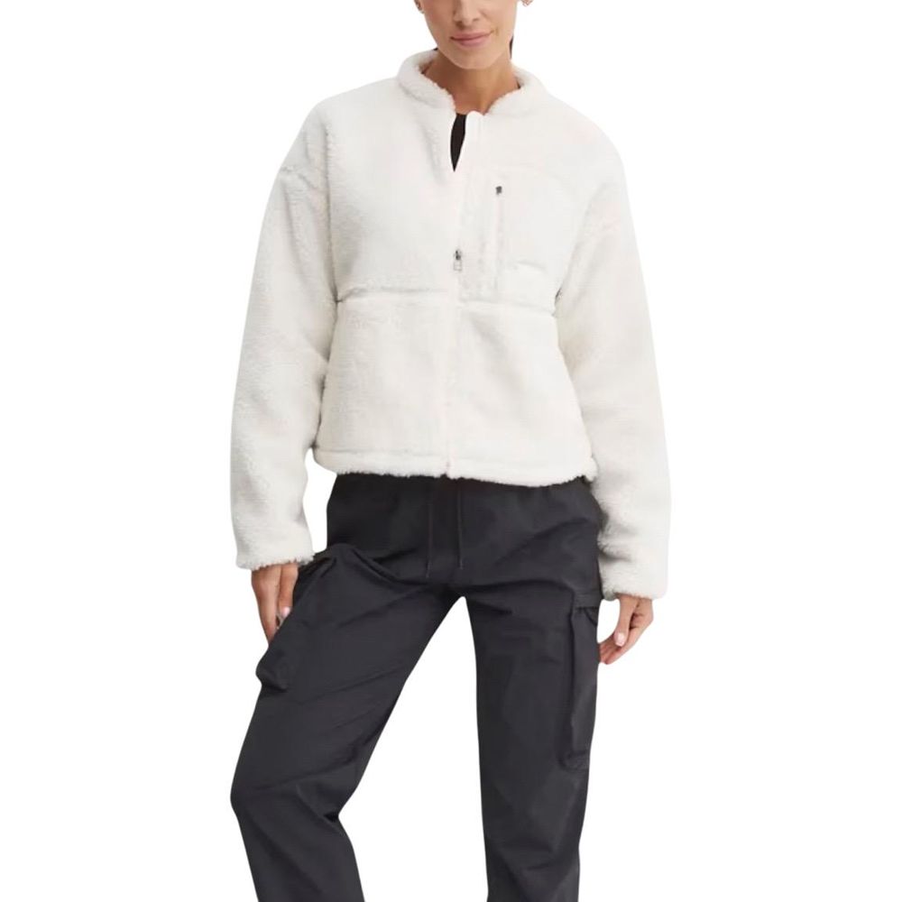 White Polyester Full-Length Jacket