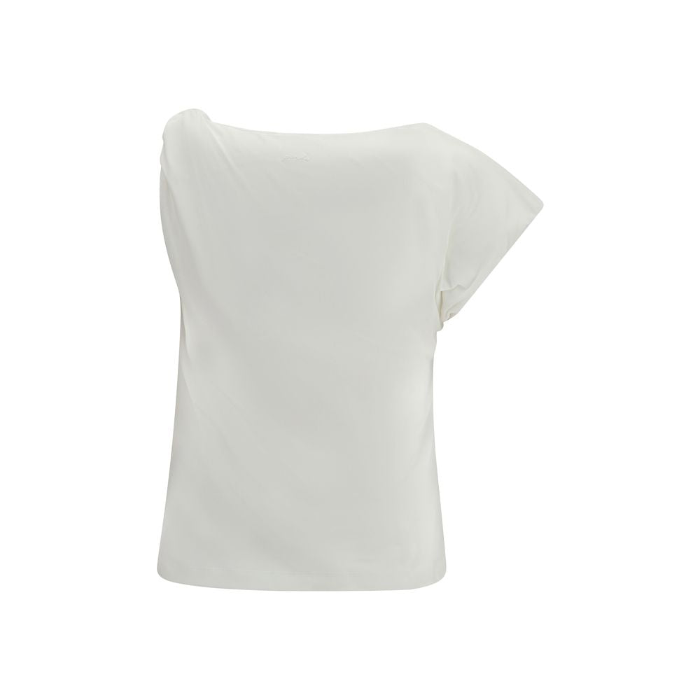 White Cotton Sleeveles T-Shirt