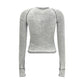 Gray Cotton Long Sleeve T-Shirt