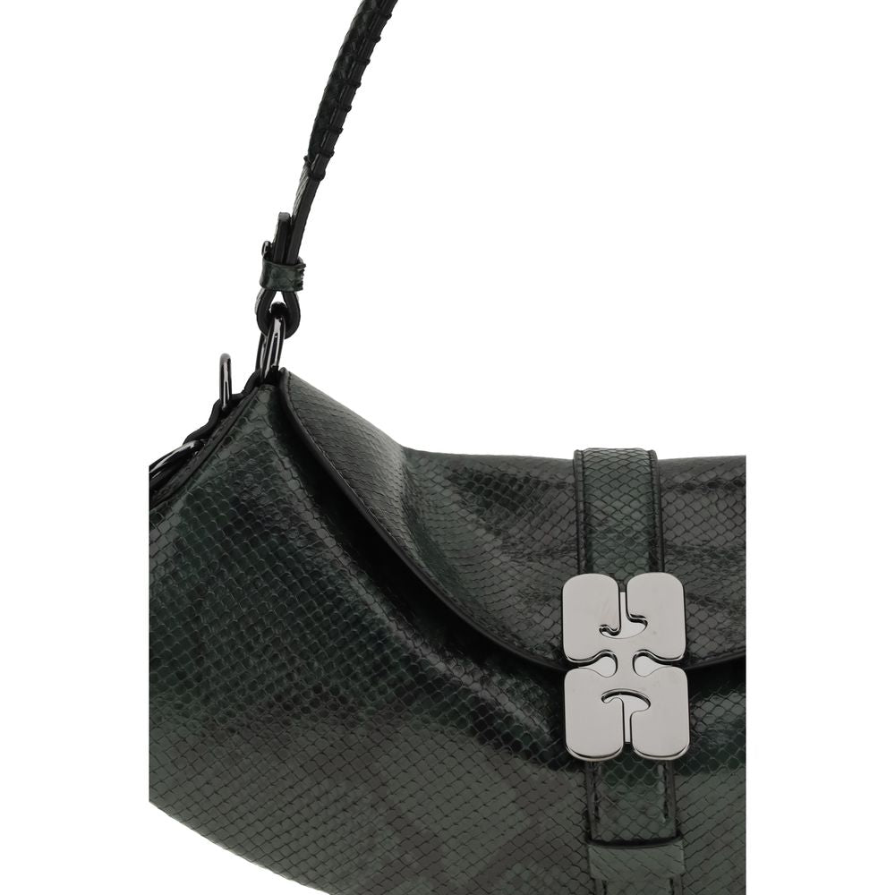 Blue Recycled Leather Shoulder Bag