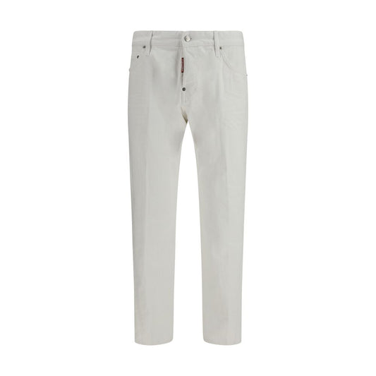 White Cotton Slim Fit Jeans