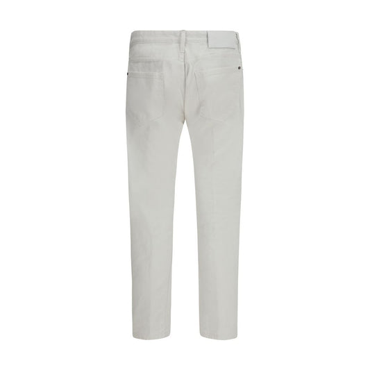 White Cotton Slim Fit Jeans