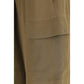 Brown Silk Cargo Pants