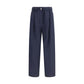 Blue Viscose Casual Pants