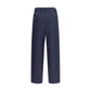 Blue Viscose Casual Pants