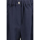 Blue Viscose Casual Pants