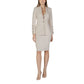 Beige Polyester Midi Skirt
