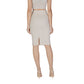 Beige Polyester Midi Skirt