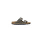 Bicolor Leather Flat Sandals