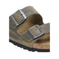 Bicolor Leather Flat Sandals