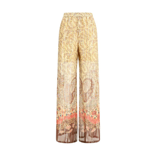 Multicolor Silk Casual Pants