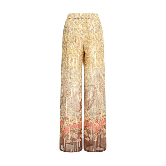 Multicolor Silk Casual Pants
