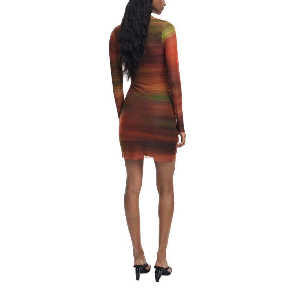 Orange Polyester Short Dress