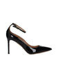Black Leather High Heel Pumps