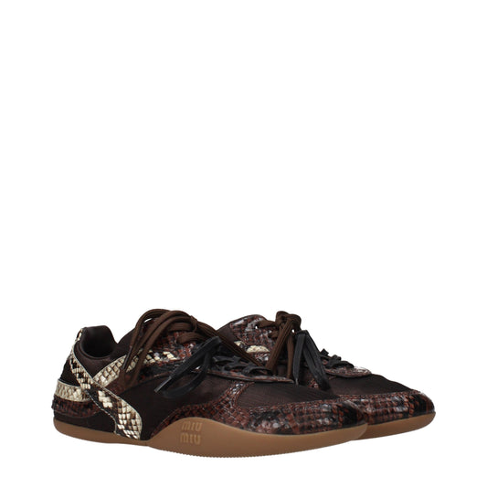 Brown Fabric Low Top Sneakers