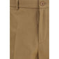 Beige Cotton Casual Pants