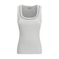 White Cotton Sleeveles T-Shirt