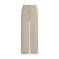 Beige Cotton Casual Pants