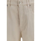 Beige Cotton Casual Pants