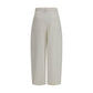 Beige Silk Casual Pants