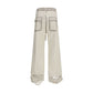 Beige Cotton Casual Pants
