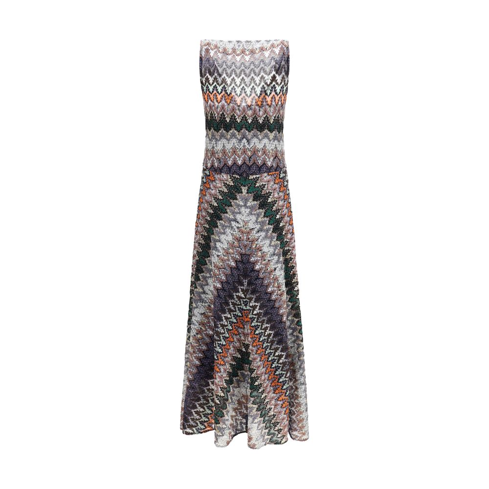 Multicolor Polyester Long Dress