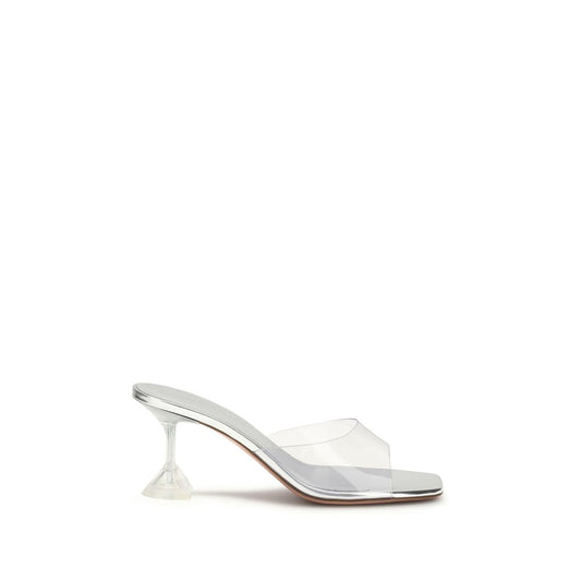 Silver Pvc Stiletto Heel Sandals