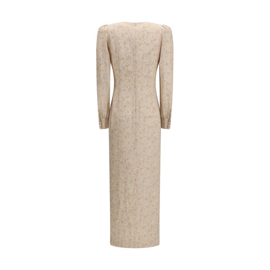 Beige Silk Casual Dress