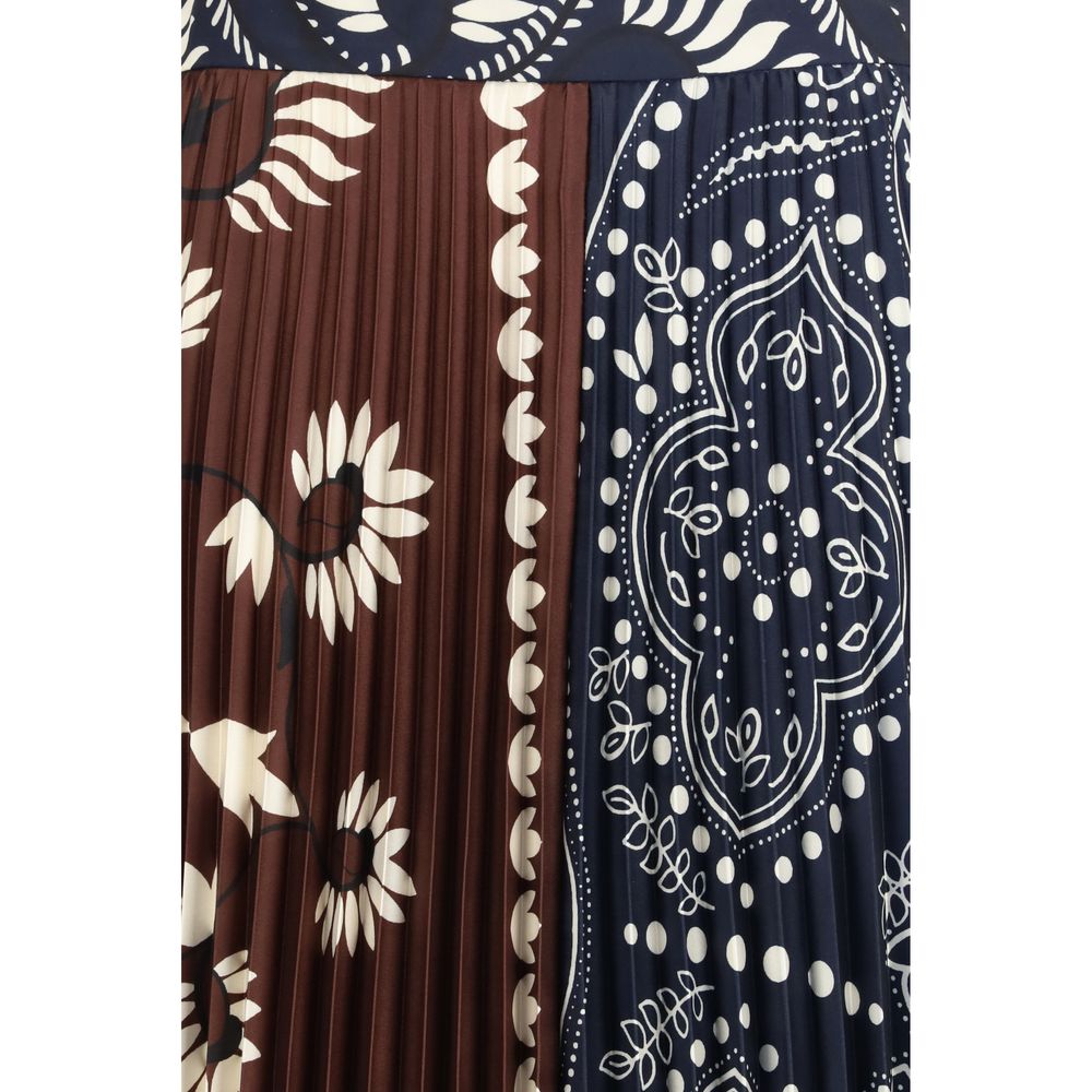 Multicolor Polyester Midi Skirt