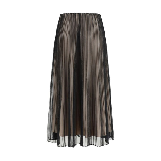 Black Polyester Long Skirt