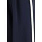 Blue Cotton Casual Pants