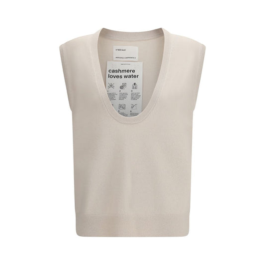 Beige Cashmere Sleeveles Sweater