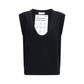Black Elastane Sleeveles Sweater