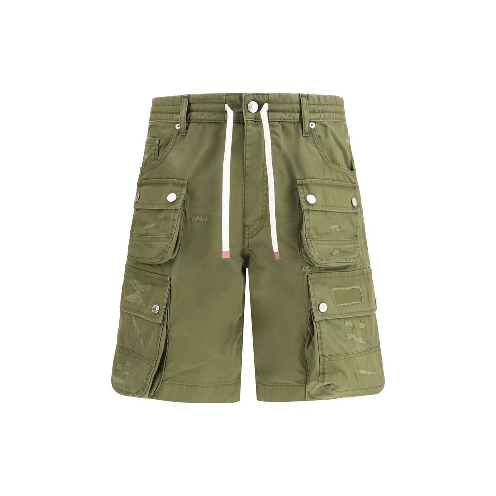 Bicolor Cotton Bermuda Shorts