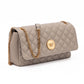 Taupe Quilted Leather Shoulder Strap Bag