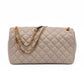 Taupe Quilted Leather Shoulder Strap Bag
