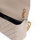 Taupe Quilted Leather Shoulder Strap Bag